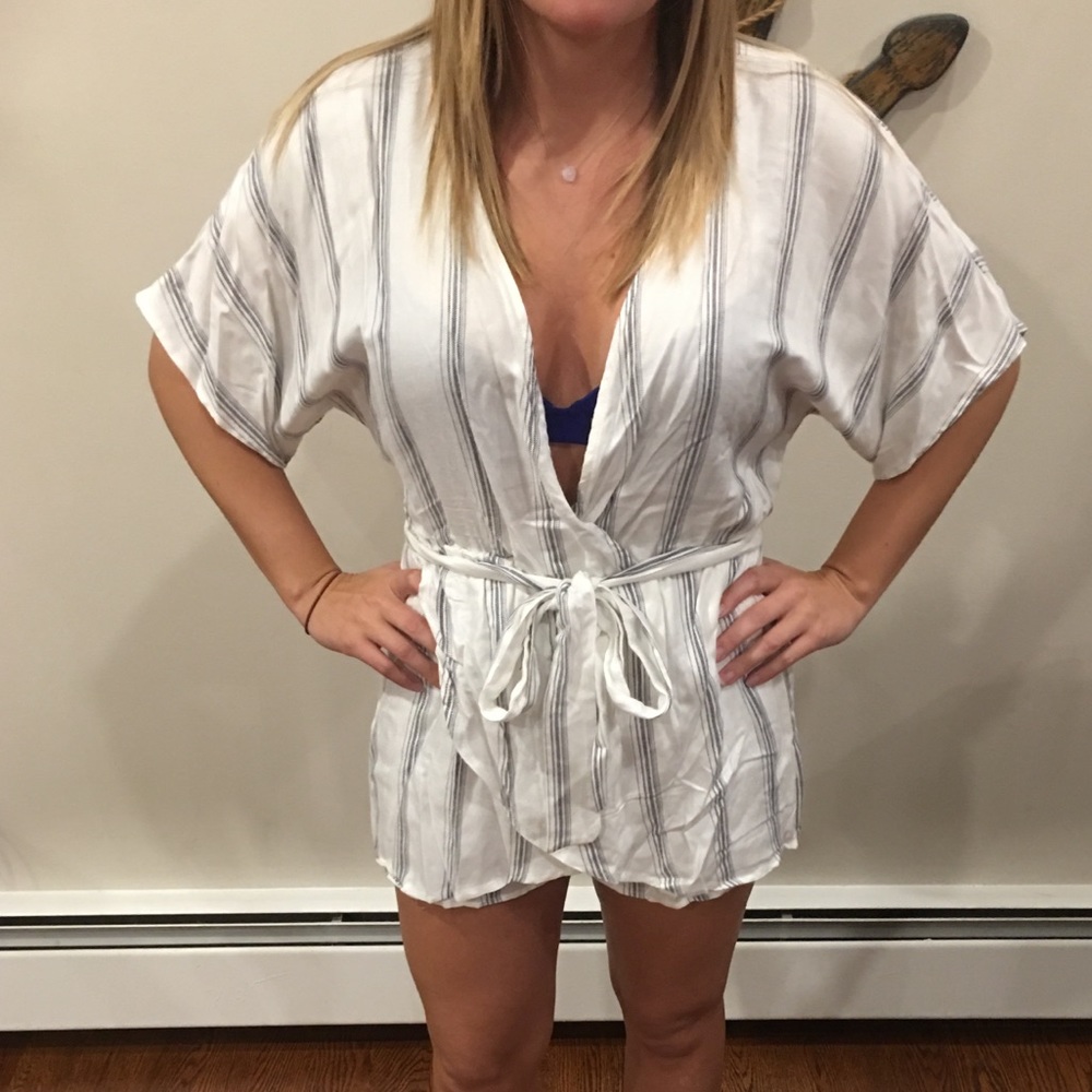 Blue& White-striped Romper NWT